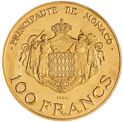 100 Francs ESSAI 1982. Porträts von Fürst Rainer III. und Erbprinz ...