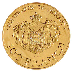 100 Francs ESSAI 1982. Porträts von Fürst Rainer III. und Erbprinz ...