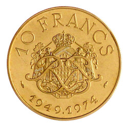 10 Francs ESSAI 1974. Kopf n. l./Spiegelmonogramm auf dem ...