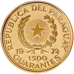 1500 Guaranies 1972 auf die Olympiade in München, Motiv Fußball. 10 ...