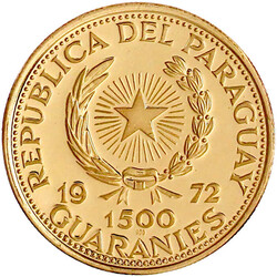 1500 Guaranies 1972 auf die Olympiade in München, Motiv Hürdenlauf. ...