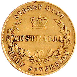 1/2 Sovereign 1866, Sydney. 3,95 g. 917/1000. sehr schön, kl. ...