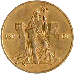 2 Kronur (Randschrift) 1930. 1000-Jahrfeier. vorzüglich, mattiert