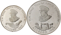 3 Stück: 5, 10 und 20 Pa Anga Groß-Silbermünze 1975 auf 100 Jahre ...