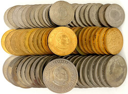 78 gegengestempelte Münzen 1967 bis 1971. Je 24 X 50 Seniti und Two ...