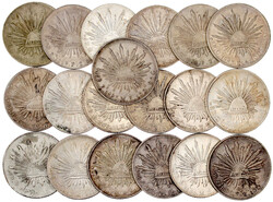 25 Silbermünzen: 21 X 8 Reales ab 1869 div. Münzstätten und 4 X 1 ...