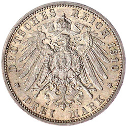 3 Mark 1910 A. vorzüglich, Randfehler