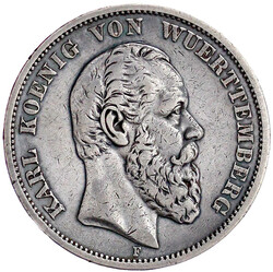 7587: Reichssilbermünzen J. 19-178, Württemberg, Karl, 1864-1891