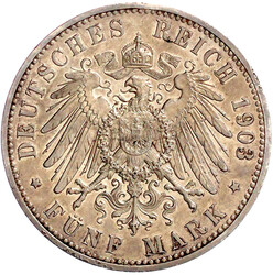 5 Mark 1903 A. vorzüglich, aus Erstabschlag, kl. Randfehler und ...