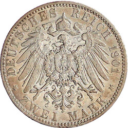 2 Mark 1901 A. fast sehr schön, etwas unebener Rand