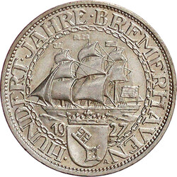 27456: Weimarer Republik, Gedenkmünzen, 3 Reichsmark Bremerhaven