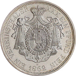 Vereinstaler 1862 A/M. Nachprägung mit fürstlicher Erlaubnis 1968. ...