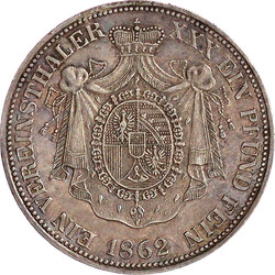 Vereinstaler 1862 gutes sehr schön, kl. Randfehler, schöne Patina