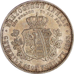 Vereinstaler 1863 A. Auf die Wiedervereinigung der Linien zu Anhalt. ...