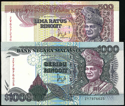 Bank Negara Malaysia, 8 Scheine zu 1, 5, 10, 20, 50, 100, 500 u. 1000 ...