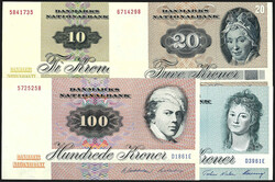 Danmarks Nationalbank, 10, 20, 50, 100, 500 u. 1000 Kroner 1977 - ...