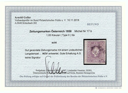 1.05 Kr. Zeitungsmarke 1858, entwertet mit einem undeutlichen ...