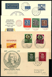 FDC-Zusammenstellung 1949-1952, sechs schöne Ersttagsbriefe, ...