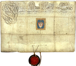 Urkunde (Adelsdiplom?) von 1658 des Adam Lorenz Reichsgraf von ...