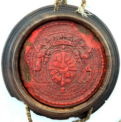 Urkunde (Adelsdiplom?) von 1658 des Adam Lorenz Reichsgraf von ...