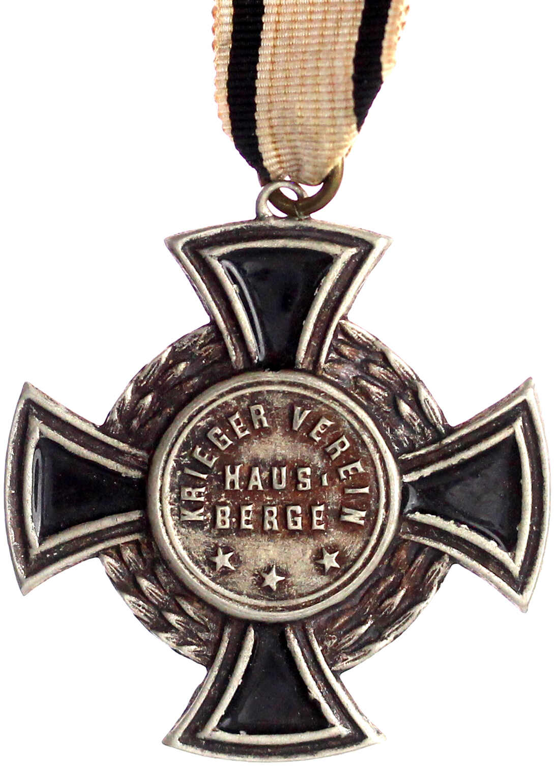 Emailliertes Kriegervereinskreuz am Band o.J.(um 1890/1900) des ...