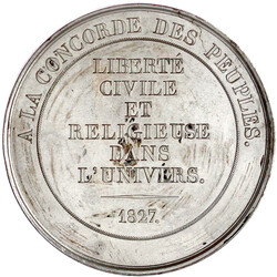 Versilberte Bronzemedaille 1827 von Galle, a.d. Tod des George ...