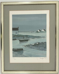 Farblithografie der Serie "La barque bleue" von Georges Laporte ...