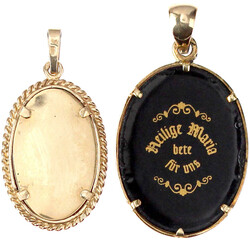 2 ovale Anhänger, beide Gelbgold 585/1000 mit emaillierten ...