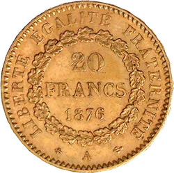 20 Francs stehender Genius 1876 A, Paris. 6,45 g. 900/1000 ...