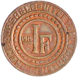 1 Frank 1915. vorzüglich/Stempelglanz