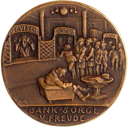 Bronzemedaille 1924. Bank-Sorge und Freude. 63 mm vorzüglich, selten