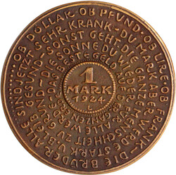 Bronzemedaille 1924. Bank-Sorge und Freude. 63 mm vorzüglich, selten