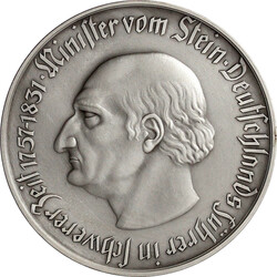 1 Billion Mark 1923. Freiherr vom Stein. Versilbert. In ...