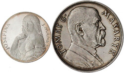 3 Medaillen: Silbermedaille v. Spaniel 1935, auf Präsident Thomas G. ...