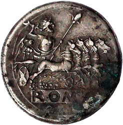Didrachme (Quadrigatus) 225/212 v. Chr. Januskopf/Jupiter und ...