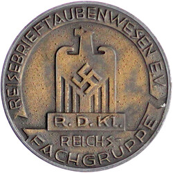 Bronzierte Zinkmedaille Reisebrieftaubenwesen, für hervorr. ...