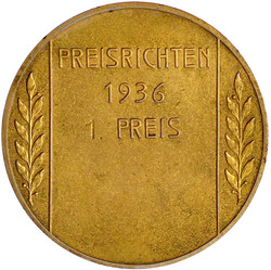 Vergoldete Bronzemedaille 1936. Preisrichten 1. Preis. 51 mm. ...