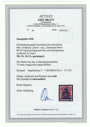 80 Pf. Freimarke 1920, zentrisch gestempelt in Luxuserhaltung, die ...