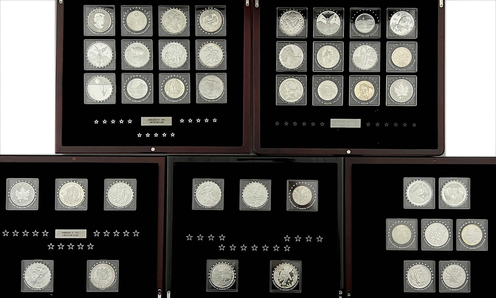 Karton mit Silbermünzensammlung der Serien Fabulous 12, 15 und 16. ...
