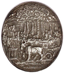 Ovale Silbergussmedaille 1626 von Engelhart. 10-jähriges Dienstjub. ...