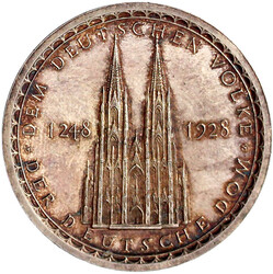 Silbermedaille 1928 a.d. 680 Jf. des Kölner Domes. Baumeister mit ...