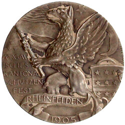 Silbermedaille 1905 von Hans Frei. Schützenfest in Rheinfelden. 29 ...
