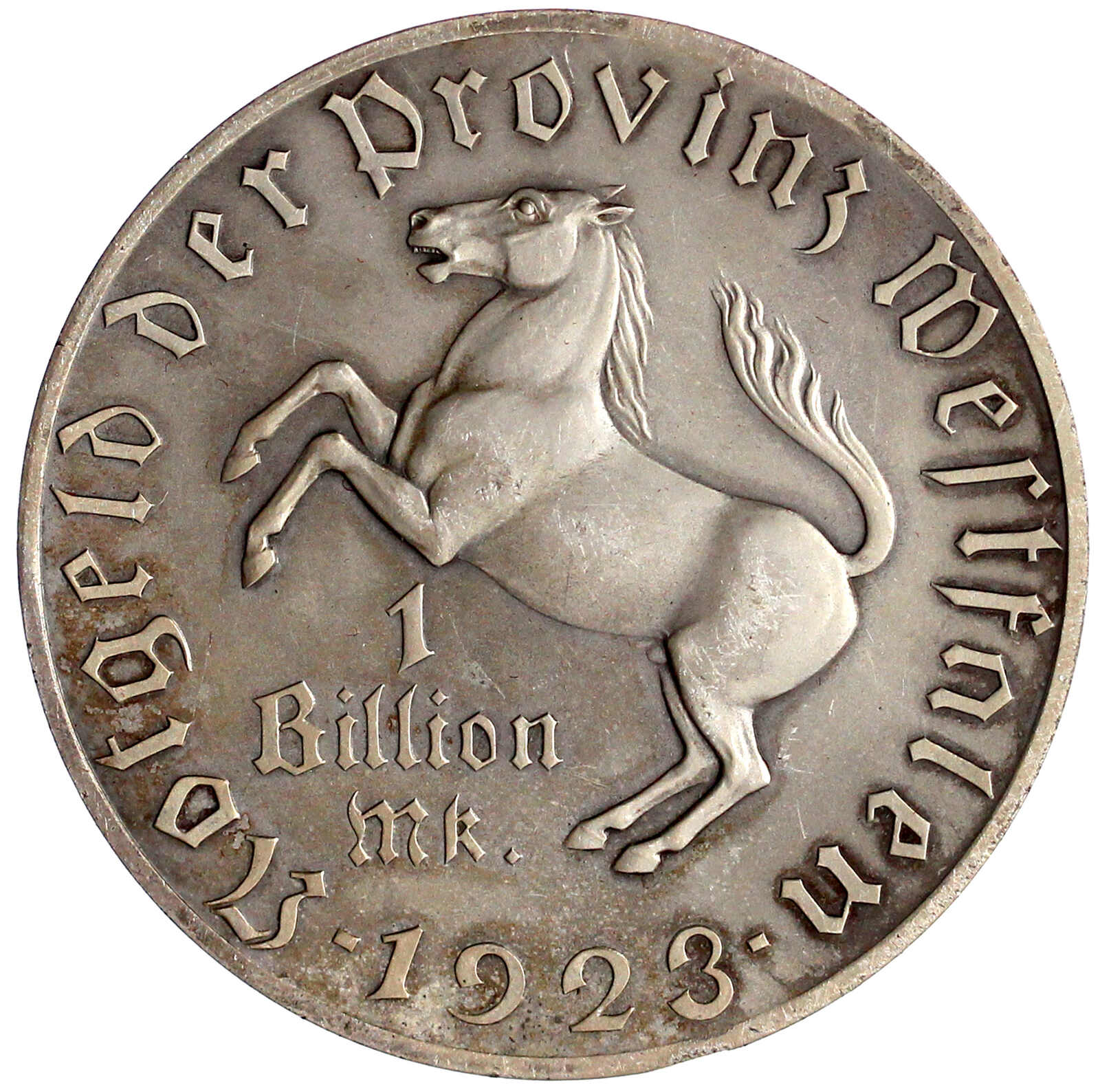 1 Billion Mark 1923. Freiherr vom Stein. Versilbert. In ...