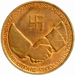Bronzemedaille v. Bleeker o.J. (1934) auf den Tod Hindenburgs. Kopf ...
