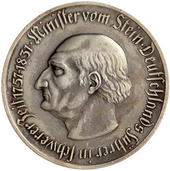 1 Billion Mark 1923. Freiherr vom Stein. Versilbert. In ...