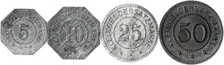 Schlosswerft R. Holtz, 4 Stück: 5, 10, 25 und 50 Pf. o.J. Zink ...