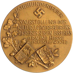 Bronze-Preismedaille Siegen 1933 auf die Jahrhundertfeier. Braune ...