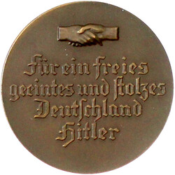 Bronzemedaille 1933 a.d. Machtergreifung. Köpfe Hindenburg und ...