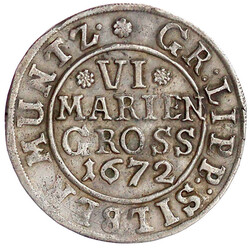 VI Mariengroschen 1672 IH, Detmold. sehr schön