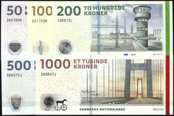 Danmarks Nationalbank, 50, 100, 200, 500 u. 1000 Kroner (2009 - 2012) ...